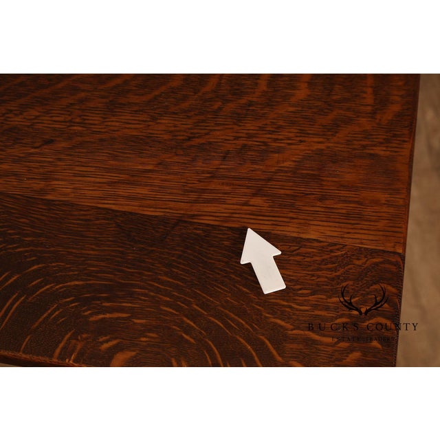 Antique Stickley Brothers Arts & Crafts Oak Side Table With Cane Panels For Sale - Image 13 of 18