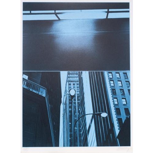 Jacques Monory, Skyscrapers, Original Signed Silkscreen Print For Sale - Image 5 of 6
