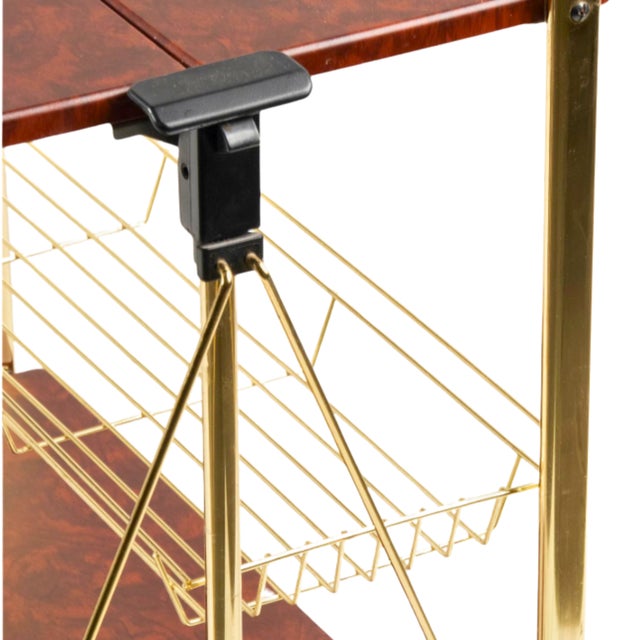 Vintage Folding Bar Cart in Brass and Faux Burl Wood, 1970s For Sale - Image 6 of 9