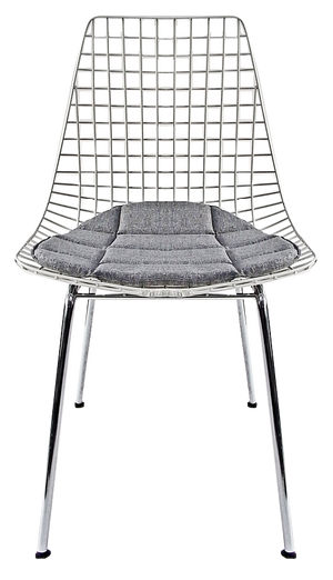 Wire Chairs in Chrome and White Steel Mesh, Set of 4