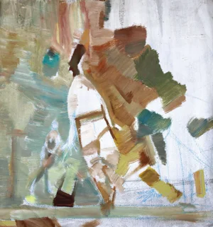 Victor Karnauh, For a Walk, Oil on Loose Canvas, 1990s