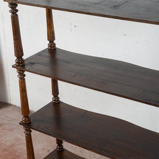 Wood Open Etagere with Shelves and Turned Cabinets For Sale - Image 7 of 9