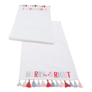 Merry and Bright Tassel Table Runner 72"L For Sale