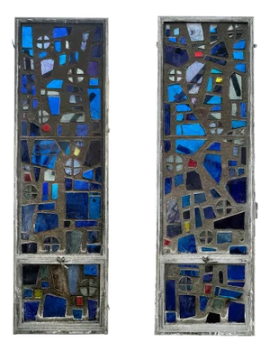Stained Glass Windows Mid Century - A Pair