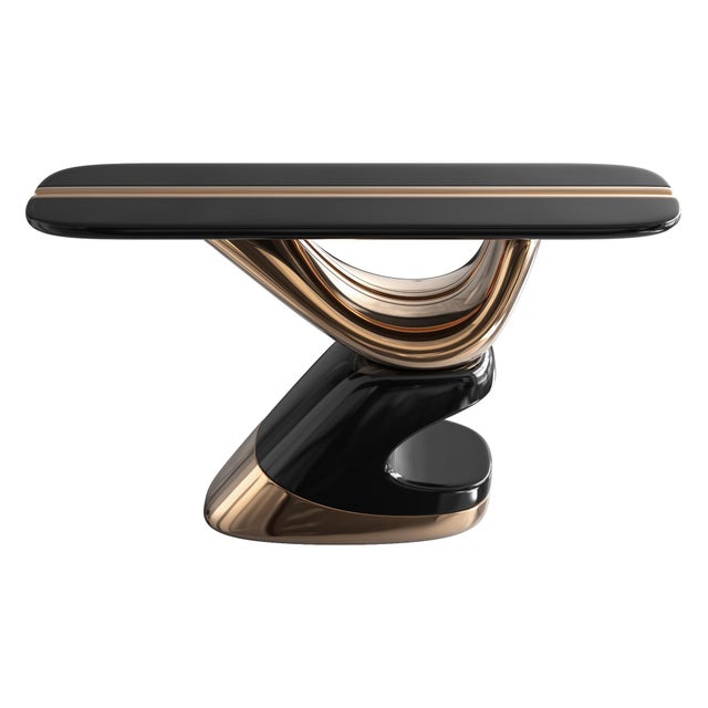 "Respiro" Console With Bronze and Stainless Steel, Handmade For Sale - Image 4 of 9