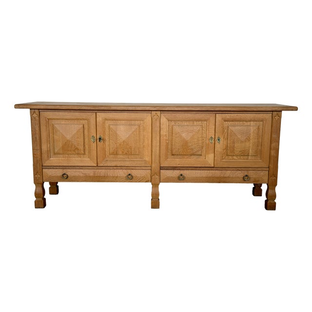 Brutalist Danish Oak Sideboard, 1960s For Sale