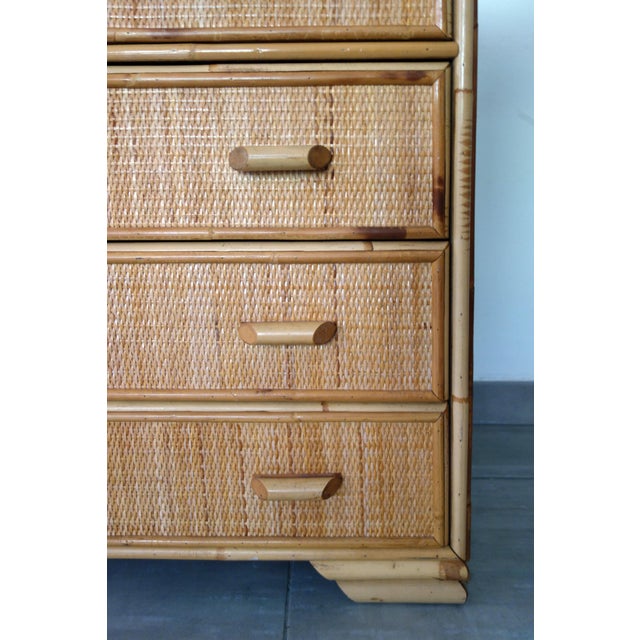 Five-Drawer Chest of Drawers in Wicker and Bamboo, 1970s For Sale - Image 13 of 18