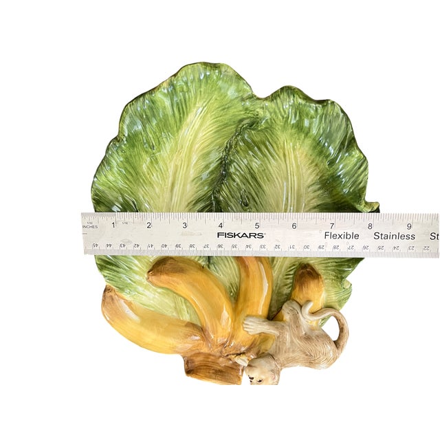 Vintage Kaldun & Bogle Zanzibar Majolica Monkey & Banana Leaf Platter, 10" For Sale - Image 13 of 14