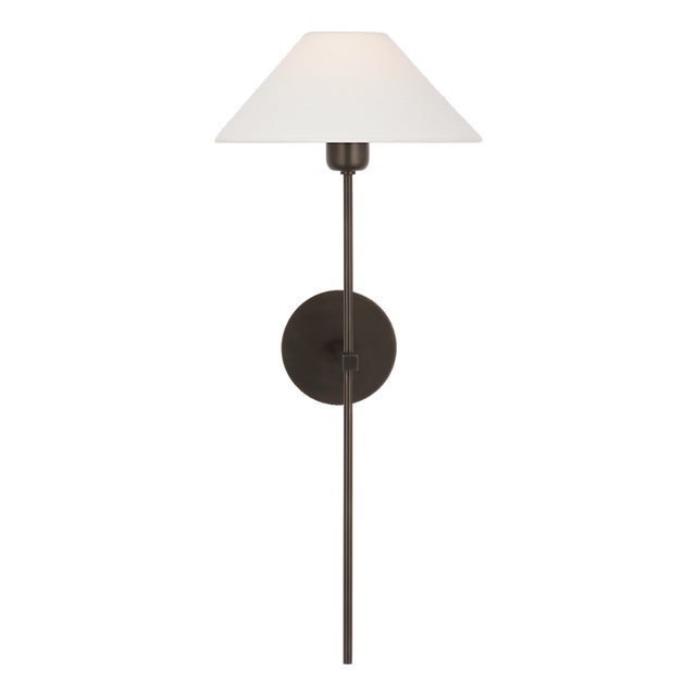 J. Randall Powers for Visual Comfort Signature Hackney 25" Tail Sconce in Bronze with Linen Shade For Sale
