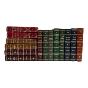 Antique Decorative Book Set – 14 Gilt Library Books for Shelf Styling
