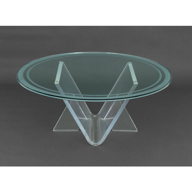 Modern Charles Hollis Jones Style Glass Top Coffee Table For Sale - Image 3 of 9