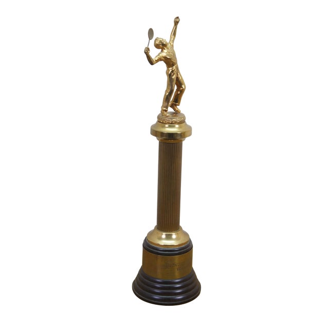 Mid-Century Modern Large Mid Century Dodge Inc. No. 3 Single-Column Tennis Singles Trophy 18" For Sale - Image 3 of 13