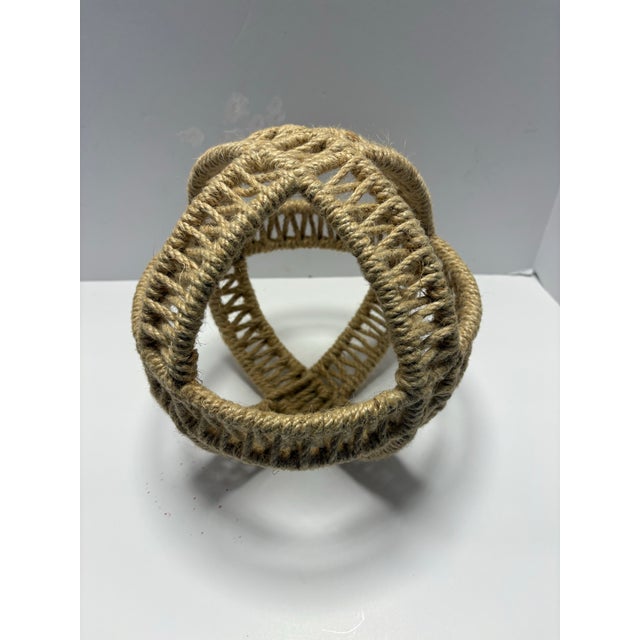 Mid 20th Century Mid 20th Century Hand-Wrapped Jute Rope Nautical Orb Sculpture | Coastal Modern Decor Object For Sale - Image 5 of 6