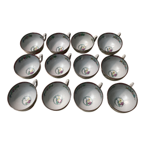 1960s Copeland Spode “New Stone” Teacups With Peacocks and Florals- Set of 12