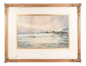 K. Sydney, Cornish Coast, 1889, Watercolor, Framed
