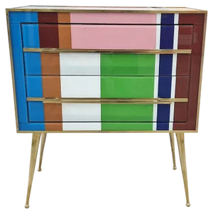 Two-Drawer Dresser in Multicoloured Murano Glass, 1980s