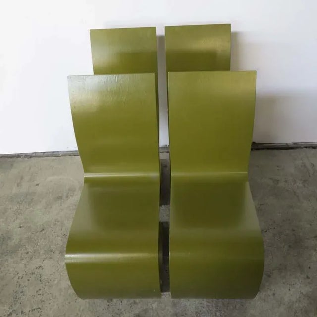 Mid-Century Modern Vintage Green Plywood Dining Chairs, 1960s, Set of 4 For Sale - Image 3 of 13
