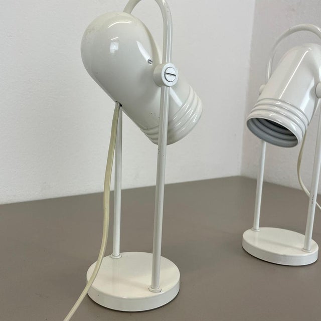 White Metal Table Lights attributed to Rolf Krüger for Heinz Neuhaus Leuchten, 1970s, Set of 2 For Sale - Image 11 of 18