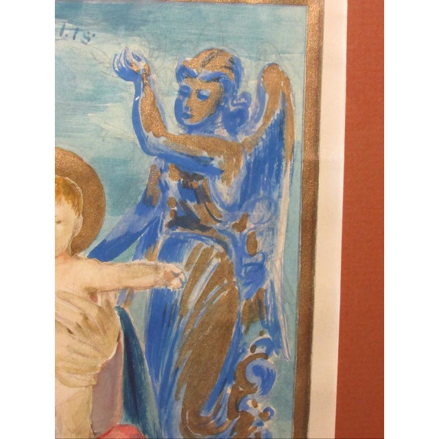 Framed Watercolor “Mater Amabilis” Signed Sotomayor. For Sale In San Francisco - Image 6 of 15