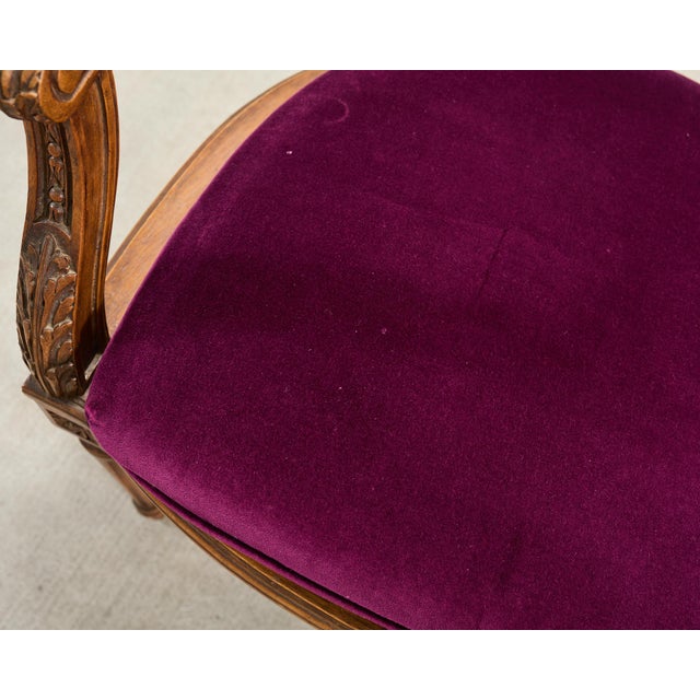 French Louis XVI Style Carved Walnut Cane Fauteuil Armchair For Sale - Image 14 of 18