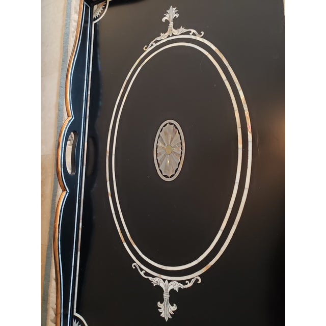 Ej Victor Tray Table - Hardwood Solids With Mother of Pearl Inlay and Gold Accents W/Original Documentation For Sale - Image 11 of 18