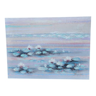 Vintage Windsor Art “Lily Pond” Textured Painting For Sale