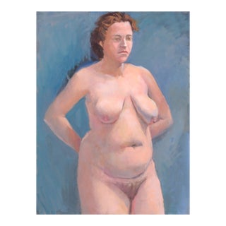 Nude With Brown Hair, American Impressionist Oil Painting, 24x18 by George Wishon For Sale
