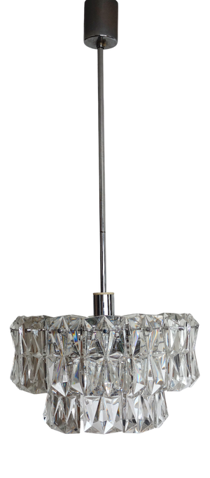 Chrome and Crystal Glass 7-Flame Chandelier from Kinkeldey, 1960s