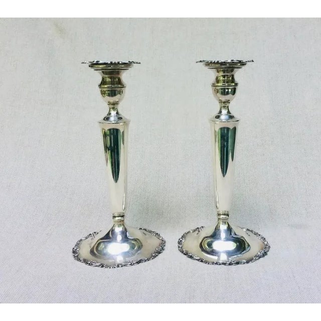 Pair of Antique Convertible Sterling Silver 3-Light Georgian Revival Candelabra, Circa 1950 For Sale - Image 11 of 18