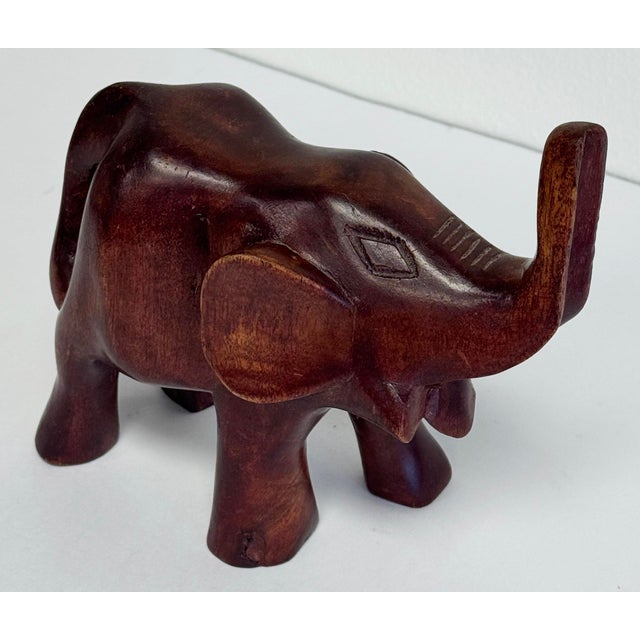 Late 20th Century Vintage Carved Wood Elephant Figure For Sale - Image 5 of 9
