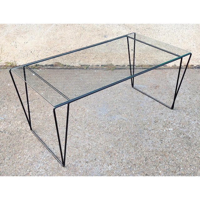 Mid 20th Century MCM Metal and Glass Top Coffee Table Sauze Style For Sale - Image 4 of 12