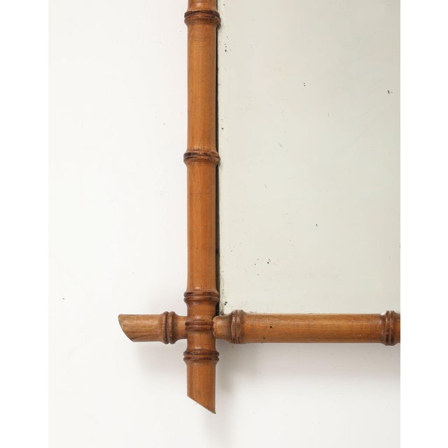 Small Faux Bamboo Carved Frame Mirror, England 1940s For Sale - Image 4 of 9