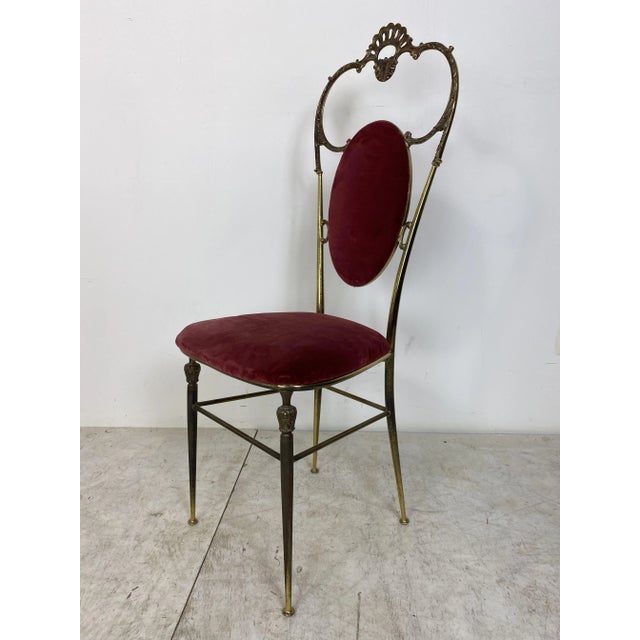 Vintage Regency Style Brass and Red Velvet Chair, 1950s For Sale - Image 9 of 9