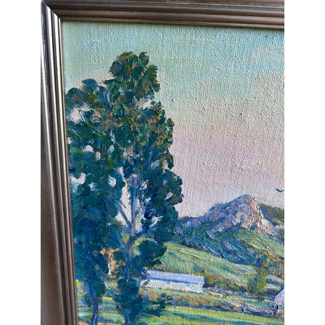 Green Modern Gary Ray Plein Air Oil Linen Wood Frame Signed California Landscape Painting For Sale - Image 8 of 18