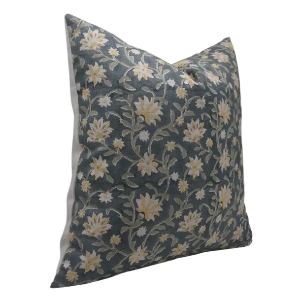 Throw Pillow Cover 22x22 Inch Handmade Block Print Cushion Thick Linen -Aradhna For Sale