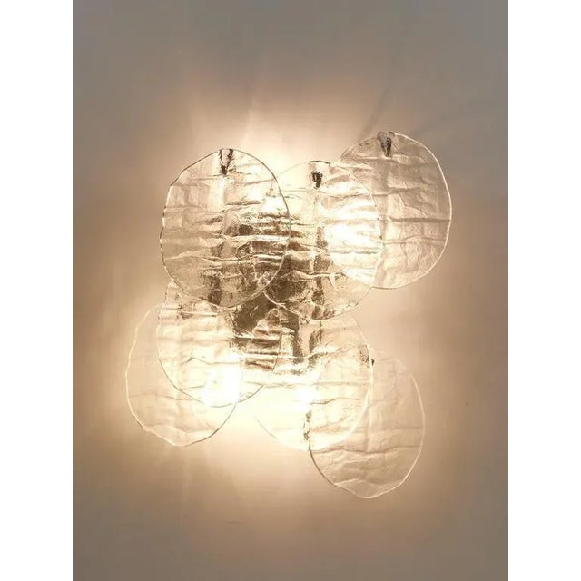 1960s Blatt Ice Glass Disc Sconce by J. T. Kalmar for Kalmar, Austria, 1960s For Sale - Image 5 of 11