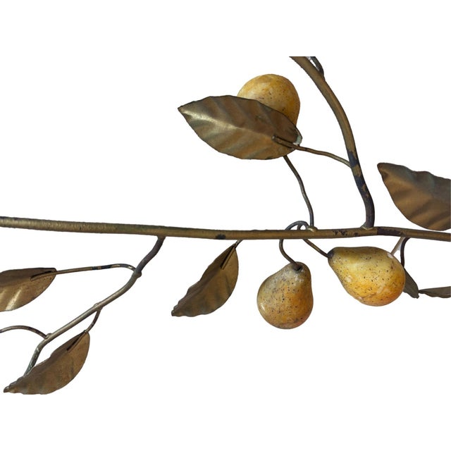 Asian Antique Early 20th Century C. Jere Style Wall Hanging Pear Branch For Sale - Image 3 of 4