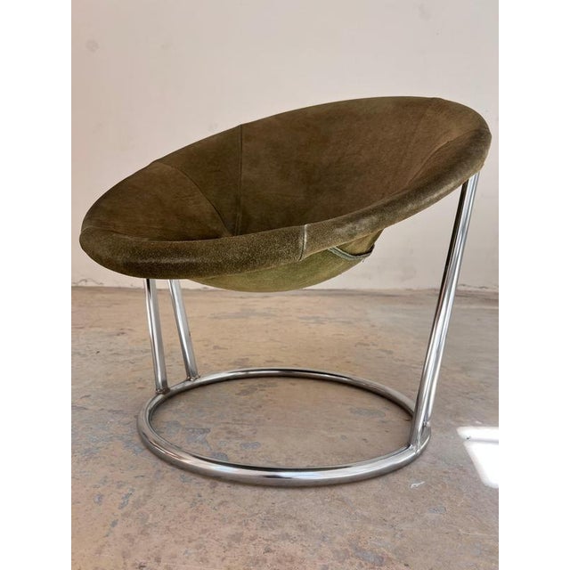 Model Sling Balloon Chair in Green Suede by Lusch & Co For Sale - Image 5 of 11