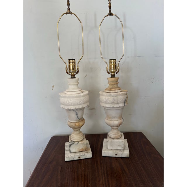 Vintage Marble Table Lamps a Pair For Sale - Image 9 of 12