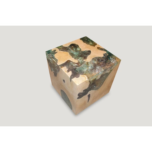 Andrianna Shamaris St. Barts Aqua Side Table For Sale - Image 4 of 5