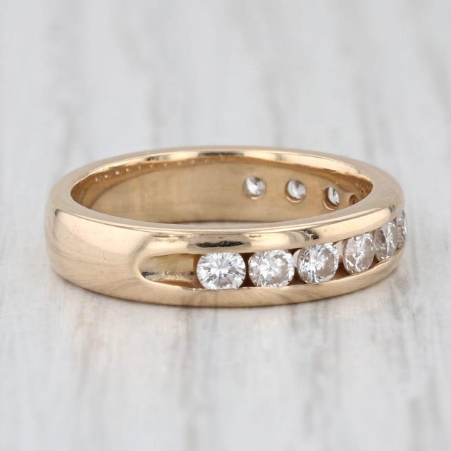 Metal 0.90ctw Channel Set Diamond Band 14k Gold Size 6.75-7 Wedding Ring Stackable For Sale - Image 7 of 8