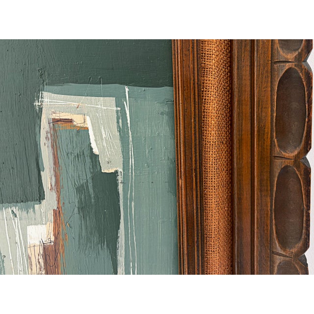 Paint “Cabin Fern" Green Abstract Art in Vintage Frame, Transitional Living Room Art by JTS For Sale - Image 7 of 9