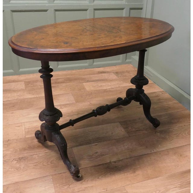 Wood Victorian Oval Walnut Centre Table For Sale - Image 7 of 8