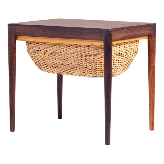 Rosewood Sewing Table by Severin Hansen for Haslev Møbelsnedkeri, Denmark, 1960s For Sale