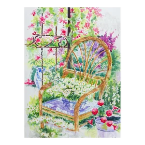 Contemporary Cottage Garden Bluebonnets Doublesided Watercolor Painting