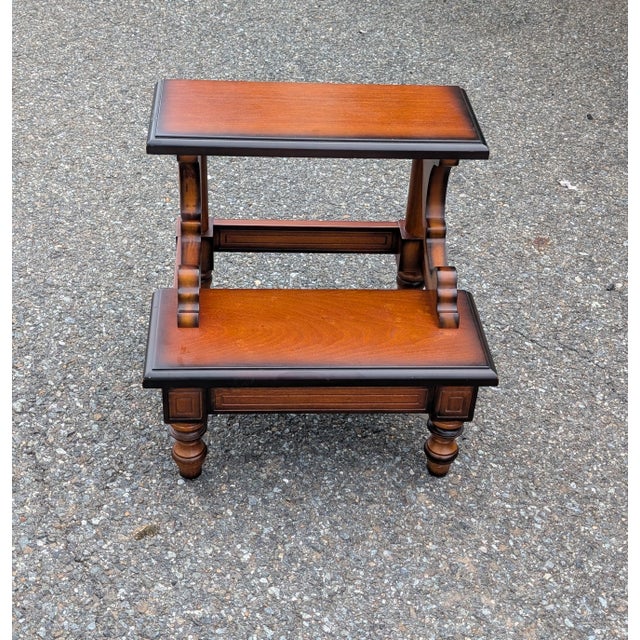 Vintage Traditional Mahogany-Finished Two-Step Library Stool For Sale In Washington DC - Image 6 of 8