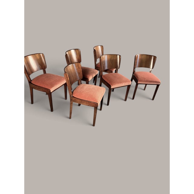 Brown German Dining Chairs in Walnut, 1940s, Set of 6 For Sale - Image 8 of 12