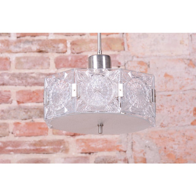 Mid-Century Modern Mid-Century Czech Chrome Pendant Light attributed to Kamenický Šenov, 1950s For Sale - Image 3 of 13