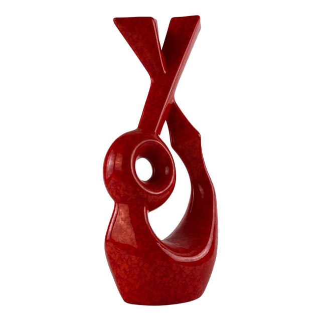 Vintage Red Glaze Ceramic Vase by Roberto Rigon for Bertoncello, 1970s For Sale