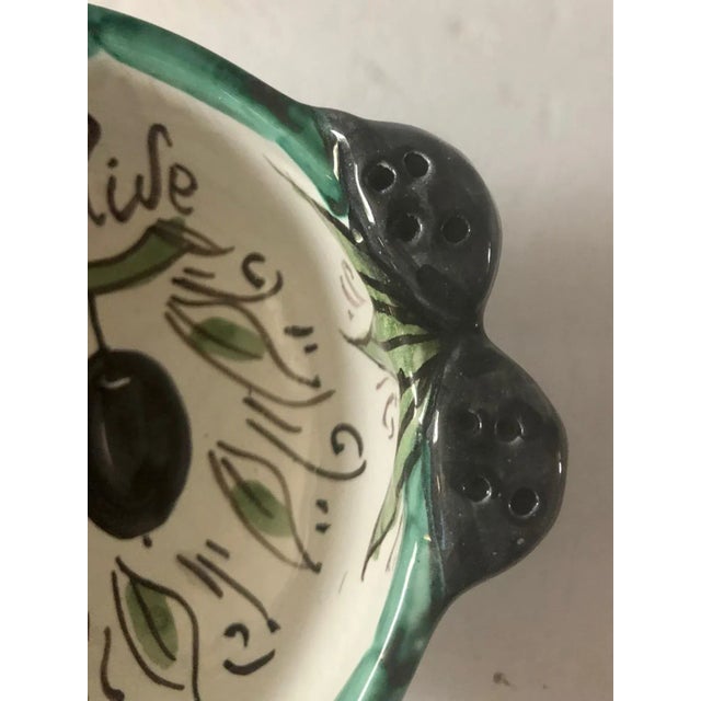 Mexican Italian Handpainted Olive Girasole Ceramic Serving Bowl For Sale - Image 3 of 7